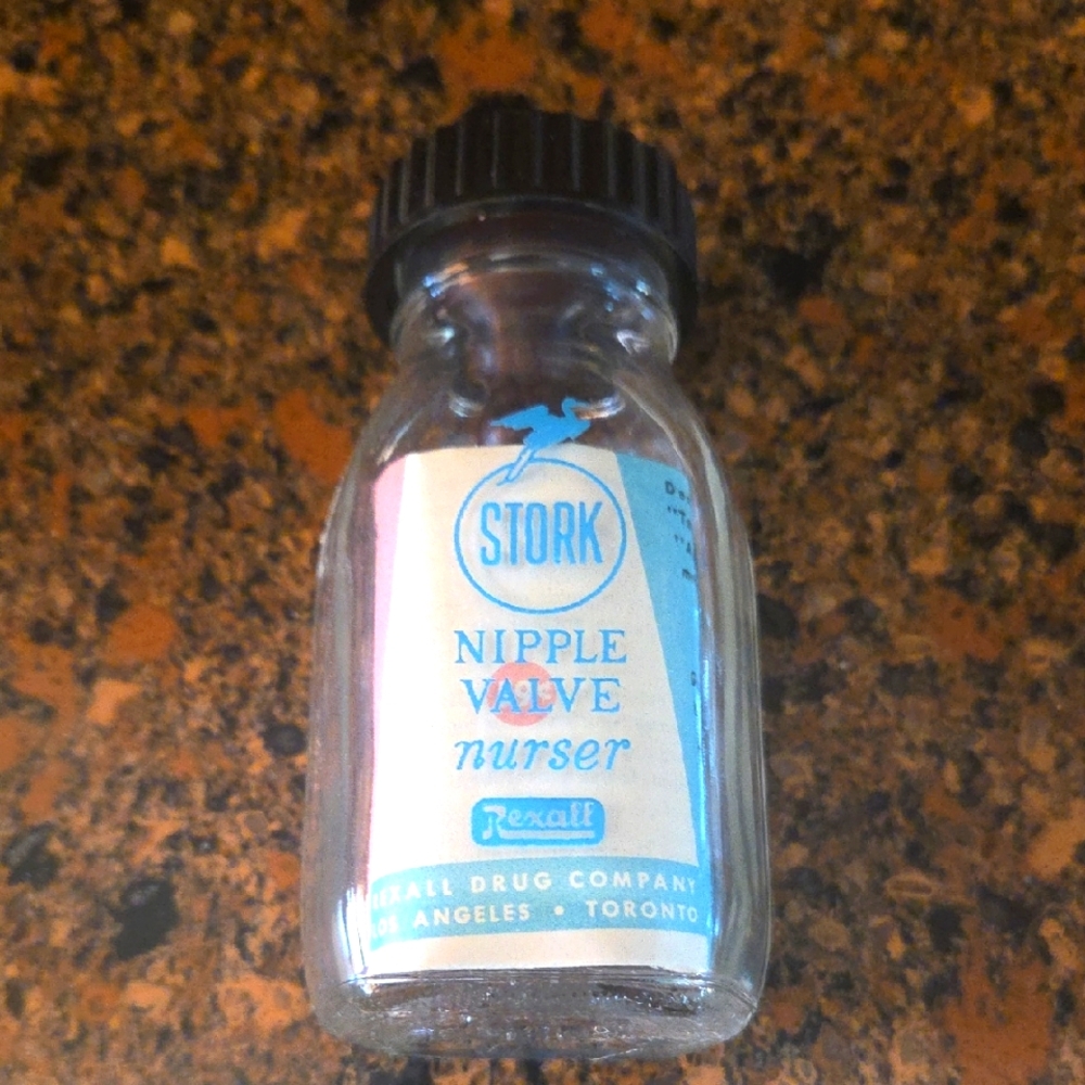 Antique Stork Nipple Valve Nurser - Blue, Rexall